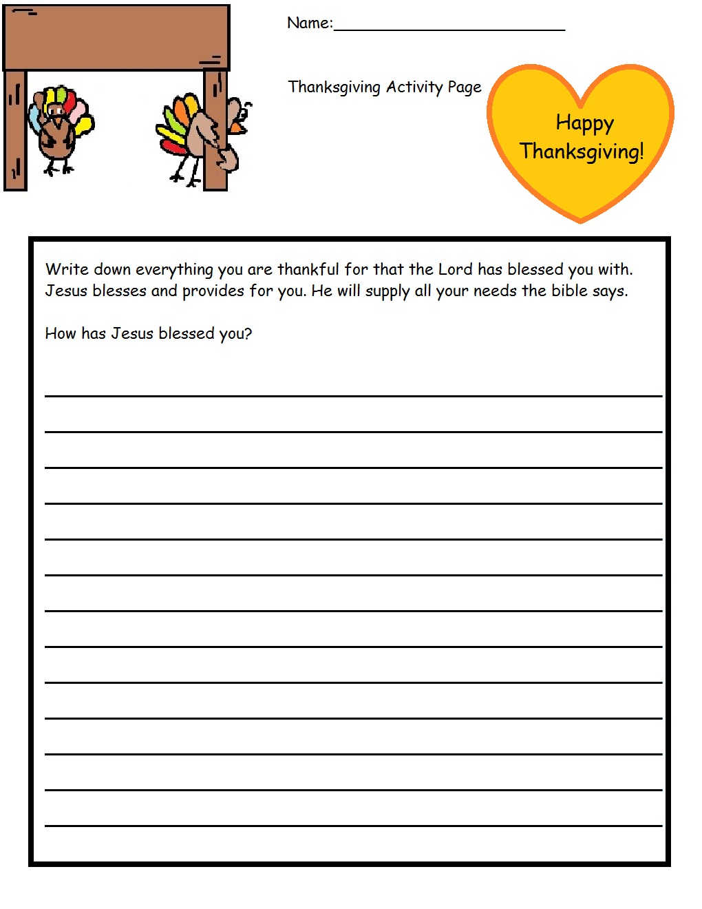 Thanksgiving Sunday School Lesson